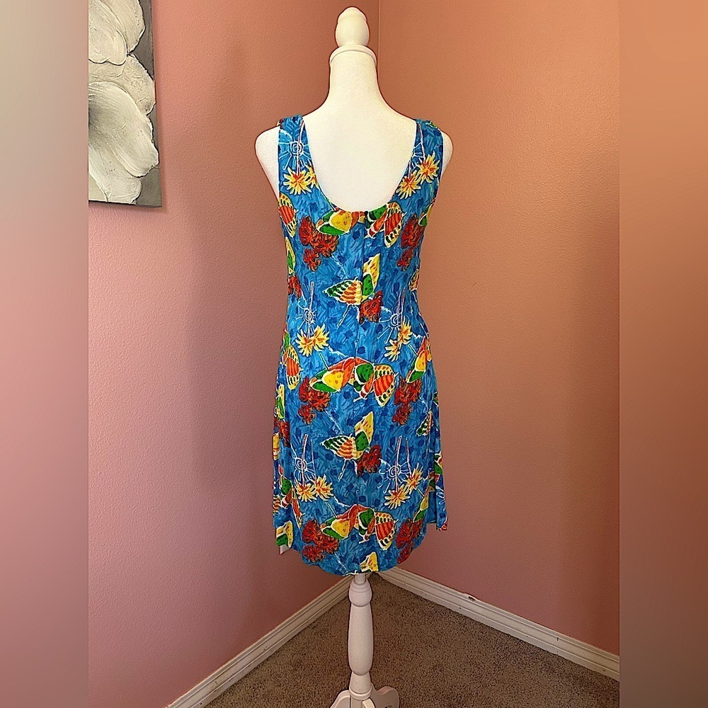 VTG 90s resort-wear made USA tropical colorful beach vacay swim suit coverup M - Picture 4 of 11